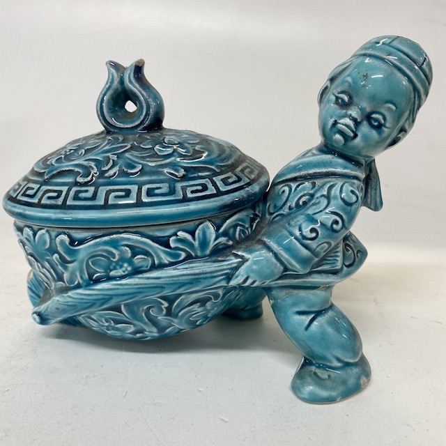 DECOR, Ornament - Asian Ceramic Boy & Barrow